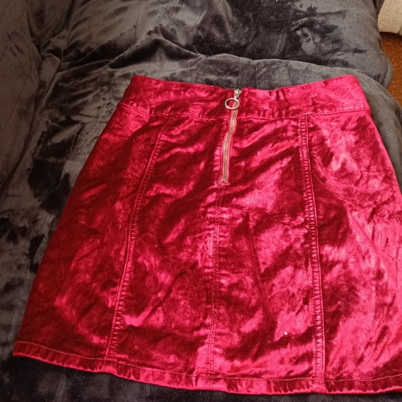 Free People Red Velvet Mini Skirt (28) - Picture 2 of 7